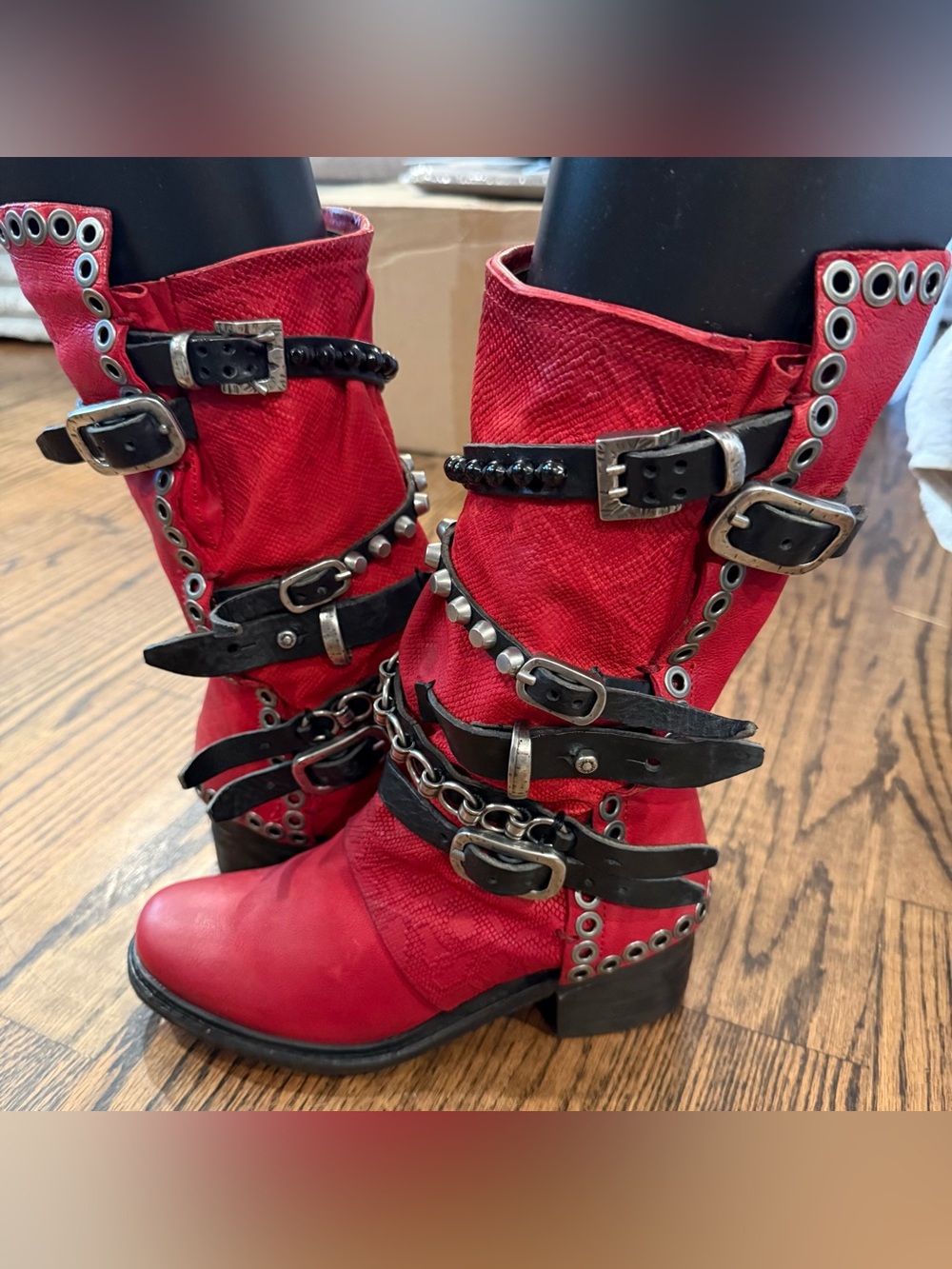BRAND NEW with tags. 🚨Super Rare A.S. 98 RED Rock & Roll Mottos. Size 37- US 7